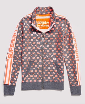 Superdry Modern Coral Label Monogram Funnel Track Női Pulóver Narancssárga/Szürke | EGATY6910